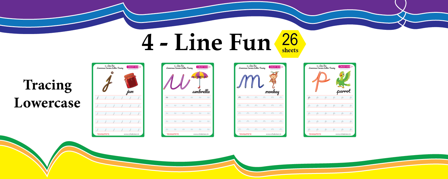 4 Line Fun - Tracing - Lowercase - Cursive