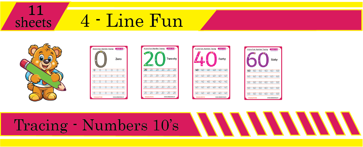 4 Line Fun - Tracing - Number (10's)