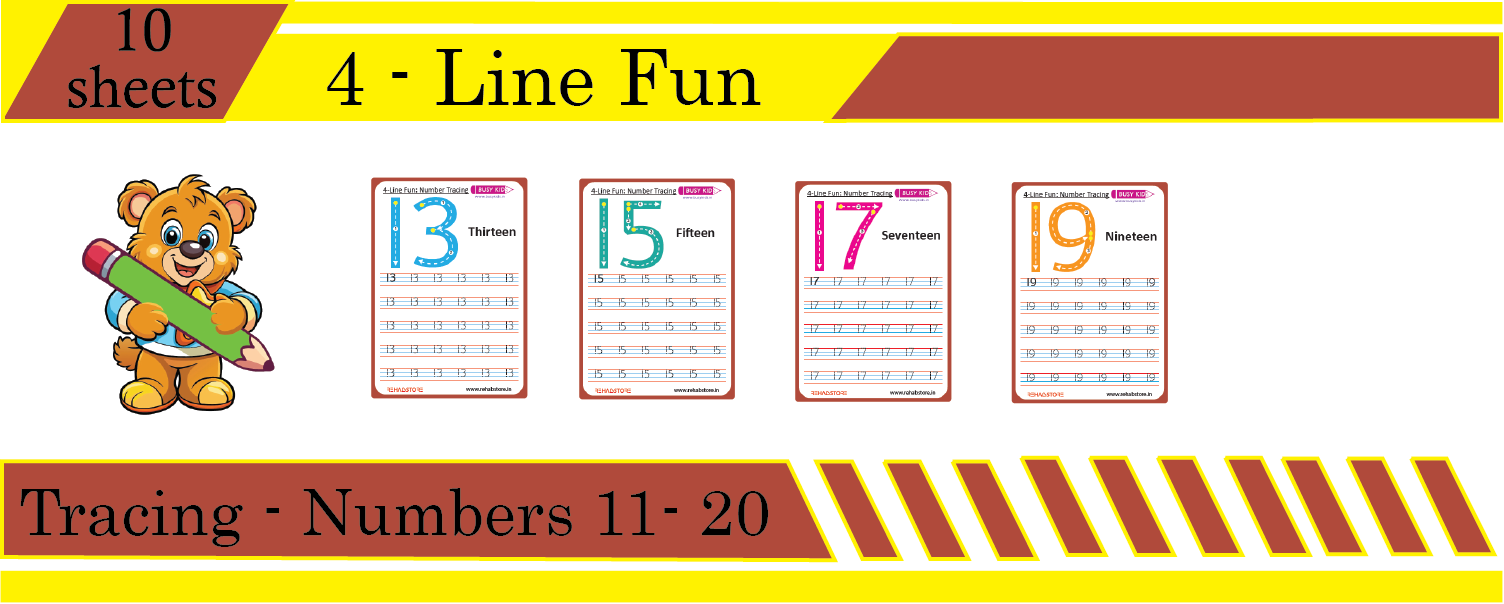 4 Line Fun - Tracing - Number (11 to 20)