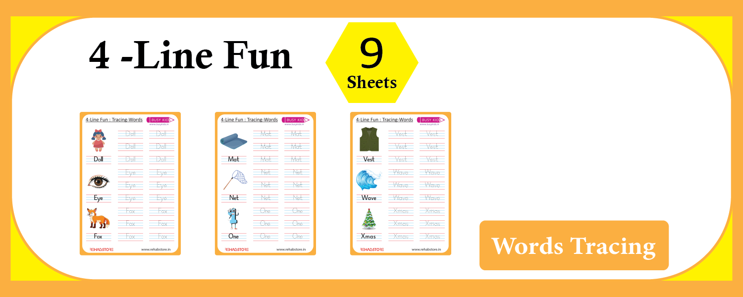 4 Line Fun - Tracing - Words (Level 3)