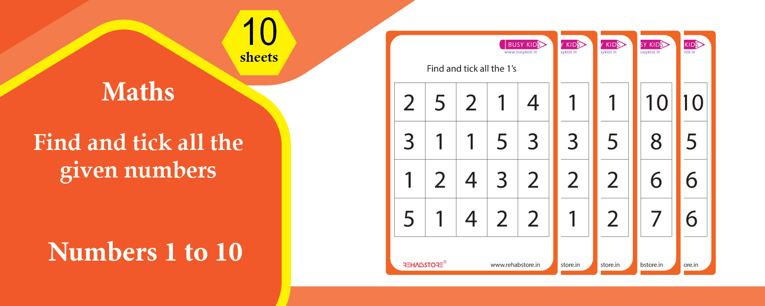 Find and Mark the Numbers (1–10)