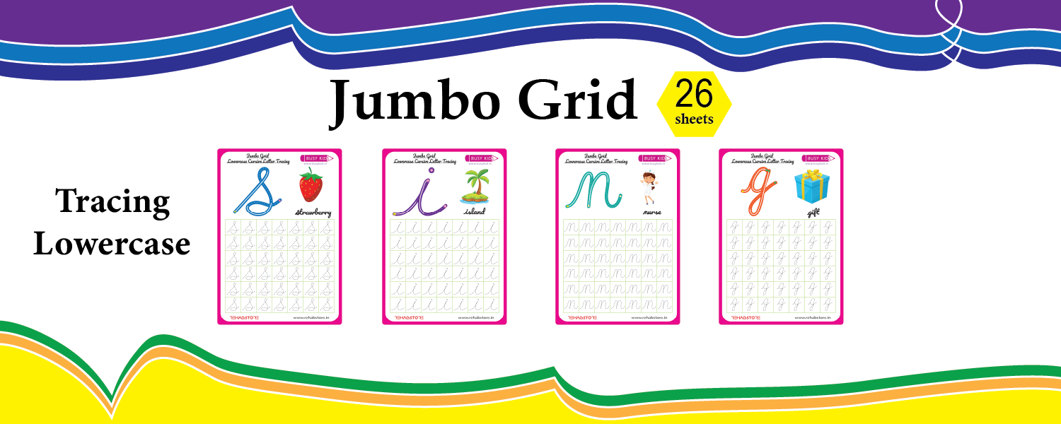 Jumbo Grid - Tracing - Lowercase - Cursive