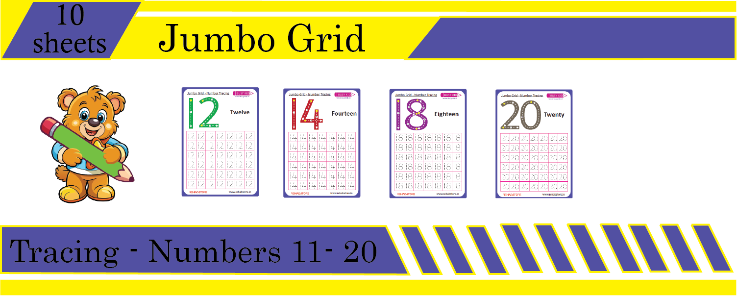 Jumbo Grid - Tracing - Number (11 to 20)