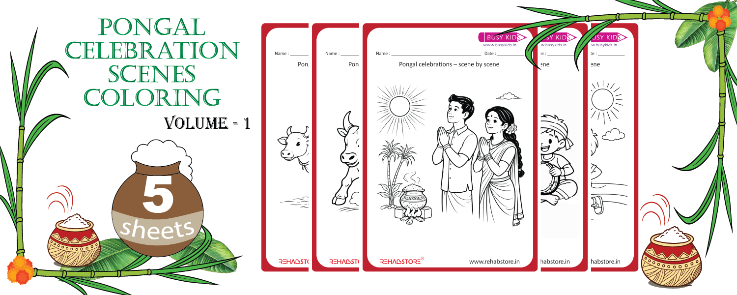 Pongal Sceneries - Colouring (Vol 1)