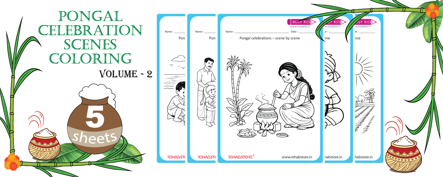 Pongal Sceneries - Colouring (Vol 2)