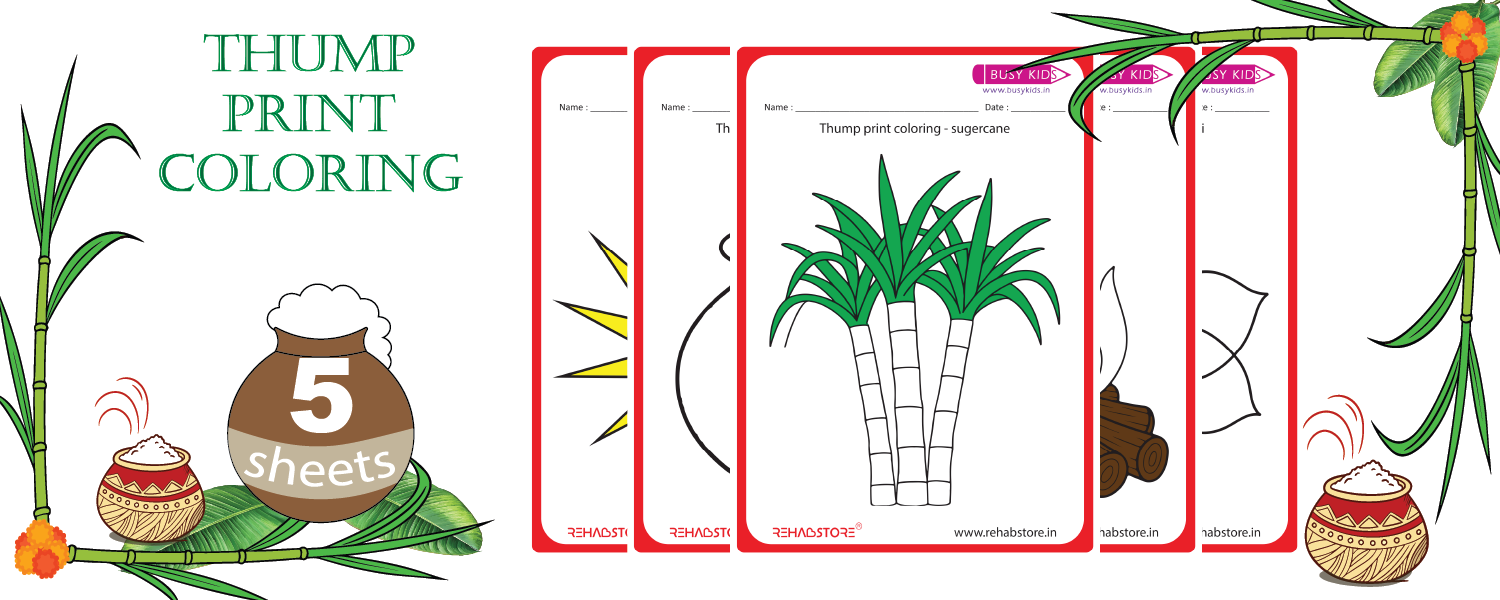 Thumb Print Colouring - Pongal Special
